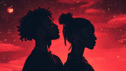 Two Souls Under a Crimson Sky: A Cosmic Connection.