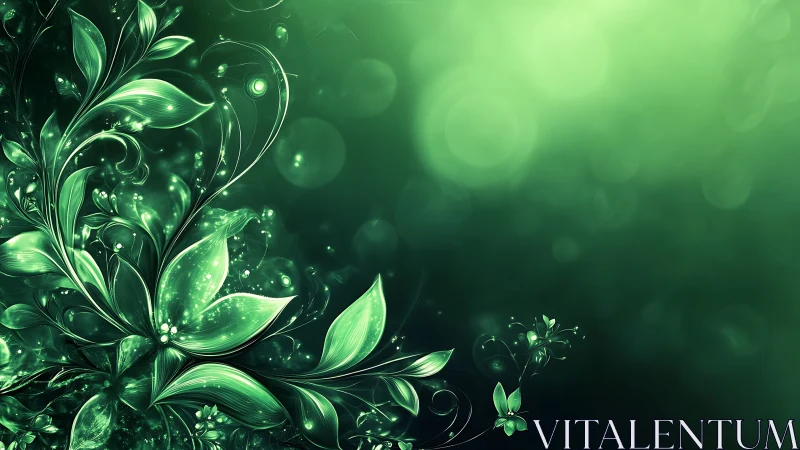 Digital painting floral arabesque with luminous bokeh field.