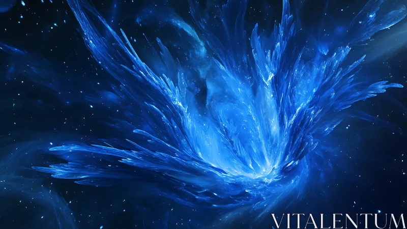 Energetic blue plasma bloom forms swirling nebular vortex structure