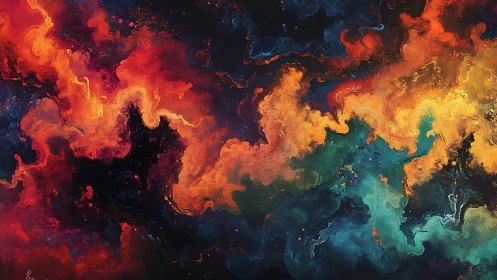 Cosmic firestorm river paints a nebula of molten color.