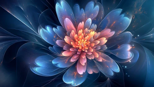 Fractal flower radiates luminous petals in deep cosmic space