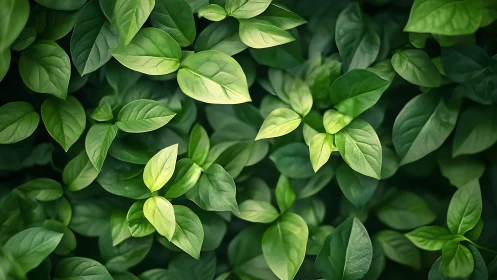 Dense green foliage exhibits layered leaf geometry and tonal contrast