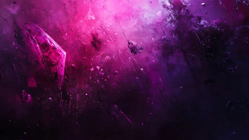 Cosmic violet crystals drifting through a dreamy nebula.