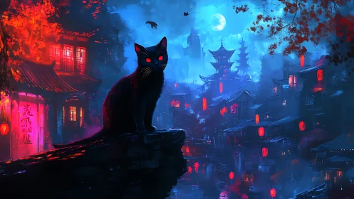 Midnight lanterns answer the red-eyed guardian cat&rsquo;s gaze