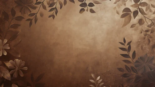 Brown floral frame background with central empty space.