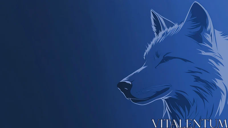 Midnight wolf glides through a sea of cobalt silence