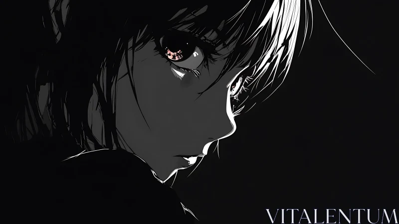 Quiet anime portrait holds a tender gaze in shadowed light