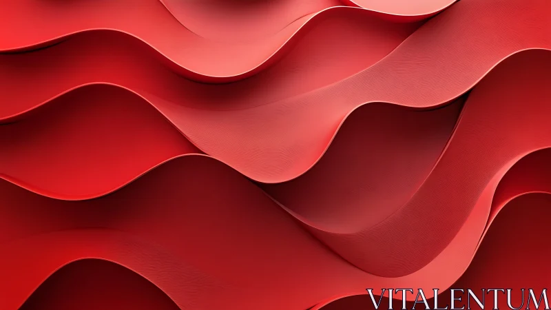 Red layered wave forms in abstract flowing composition.