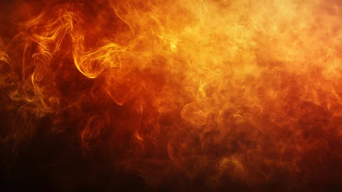 Abstract fiery smoke background in warm orange and red tones.