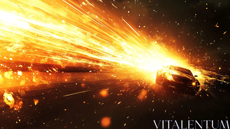 High-Speed Vehicle Collision. Explosive Impact Energy.