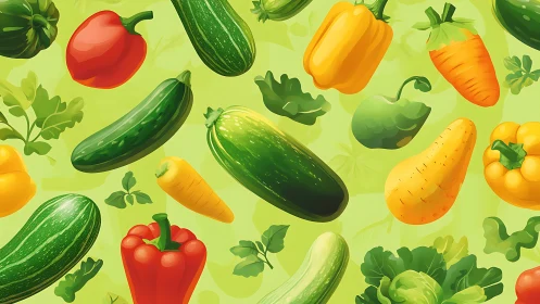 Vegetables orbit softly through sunlit green kitchen dreams