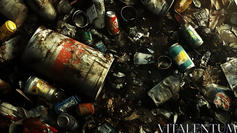Rust choir of crushed cans in a forgotten alley graveyard.