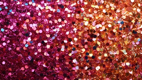 Vibrant Pink and Gold Glitter Texture, Festive Abstract Background.