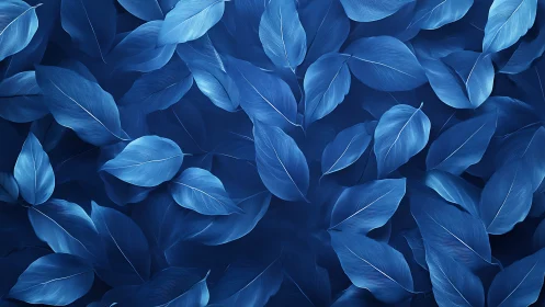 Gentle cascade of blue leaves drifts in soothing harmony