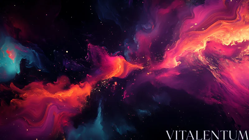 Nebular plasma stream with magenta, cyan and orange gas filaments