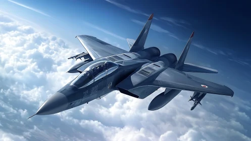 Skyblade interceptor knifes through sunlit cloud canyons.