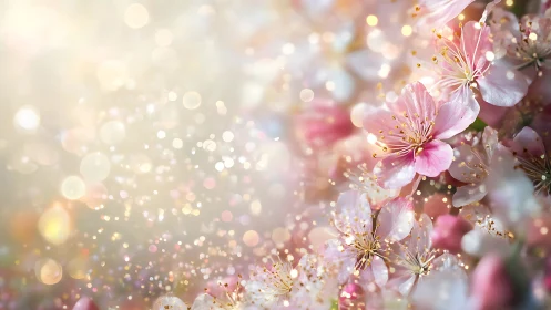 Macro study of cherry blossoms with luminous bokeh diffusion.