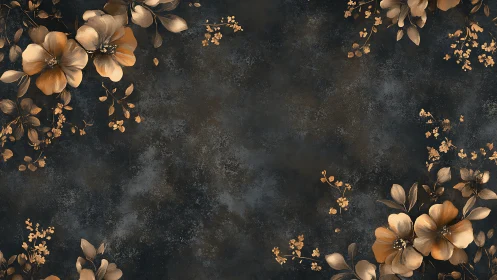 Golden Petals Dance Across Moody Slate Canvas.