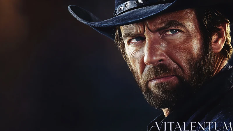 Intense bearded cowboy portrait uses high-contrast rim lighting
