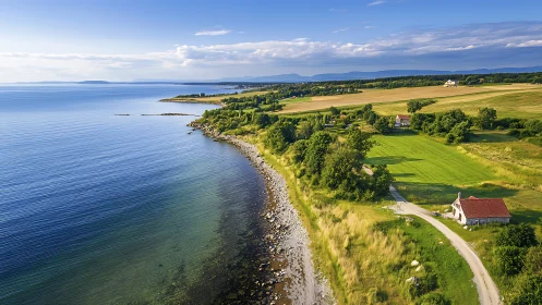 Coastal Dreams: Where Green Fields Meet Endless Blue.