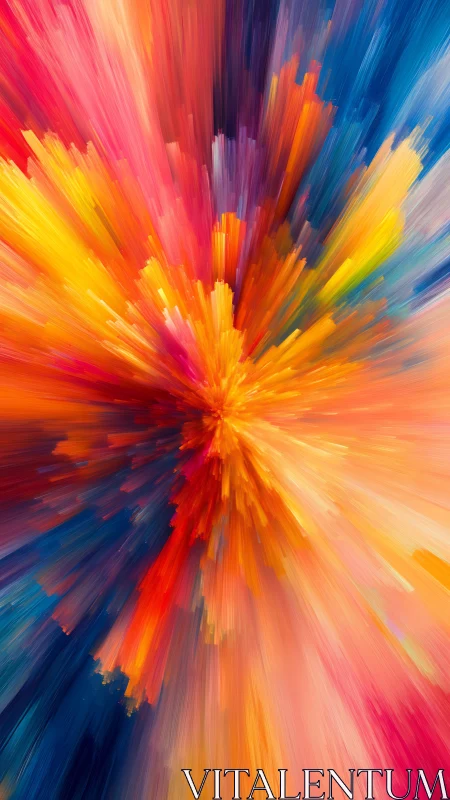 Radial chromatic burst with dynamic digital brush explosions.