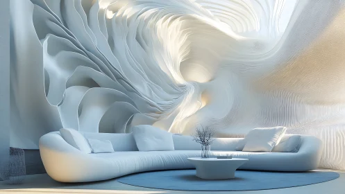 Liquid Dreams Materialize Where Serpentine Architecture Embraces Minimalist Repose