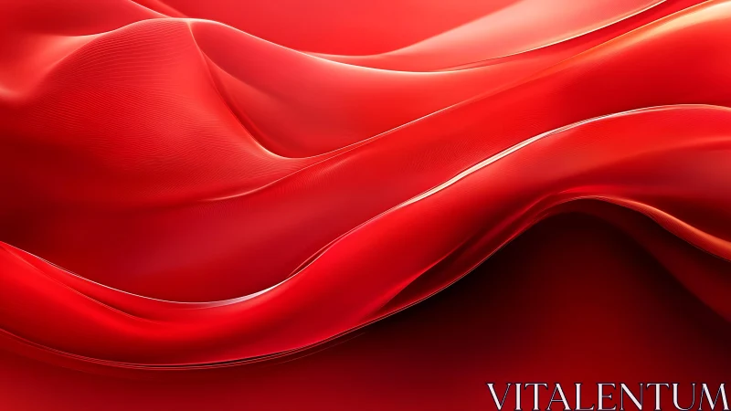 Flowing Red Silk Abstract Waves Digital Art Wallpaper.