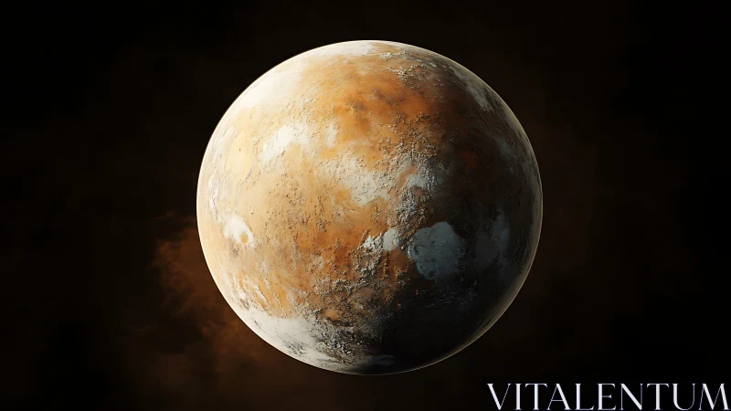 Rust-toned rocky planet against deep shadowed void.