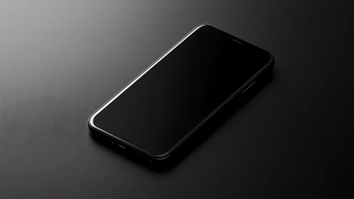 Smartphone on Gray Surface with Reflective Lighting.