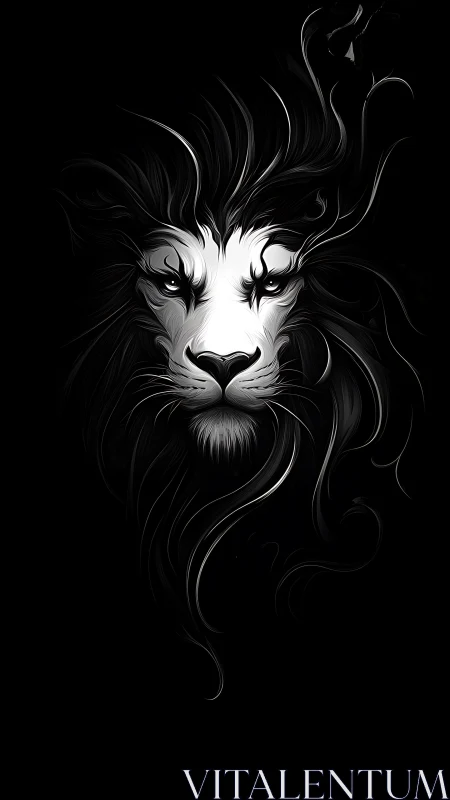 Mystical lion spirit emerging gently from the dark.
