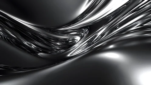 Abstract liquid metal waves in futuristic digital art style.