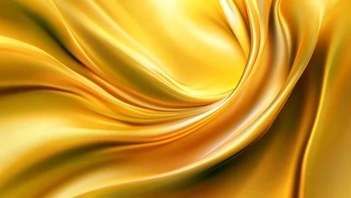 Golden silk folds curve inward forming fluid vortex center