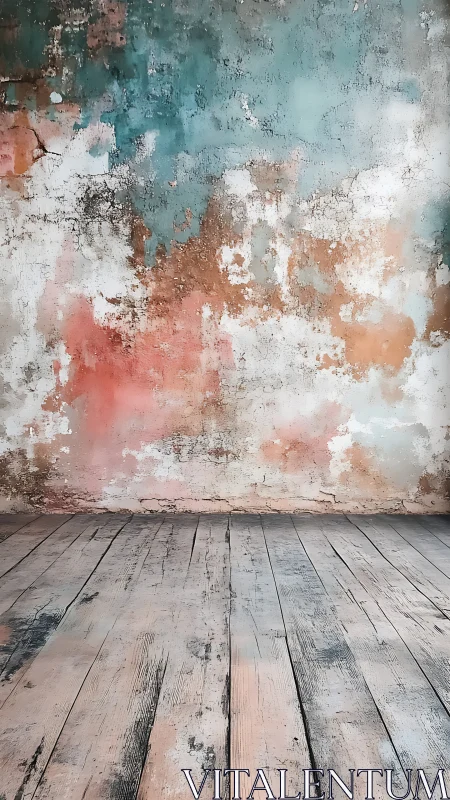 Weathered studio wall and floor create rustic artistic stage