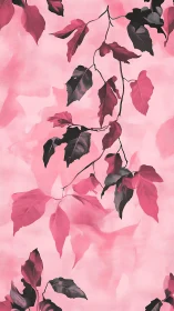 Pink foliage branches over soft watercolor background.