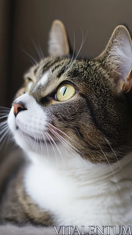 Tabby Cat Portrait with Directional Gaze and Selective Focus.