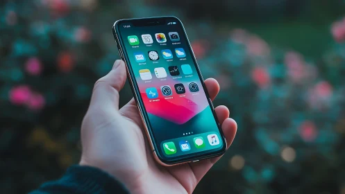 Modern smartphone glowing with vibrant digital life.