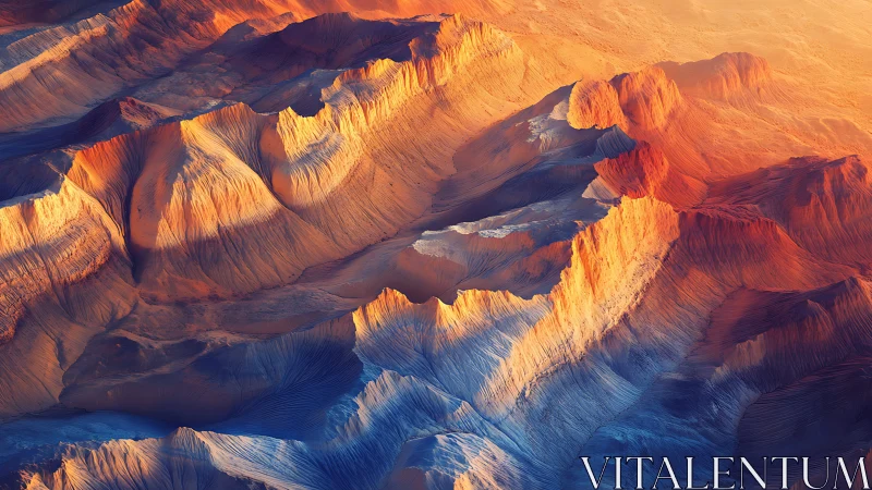 Digital rendering depicts eroded ridges in warm cool light