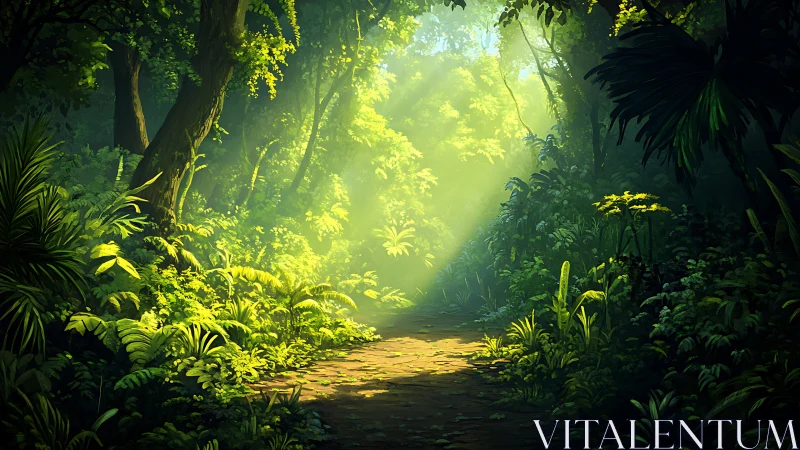 Luminous Jungle Canopy: Digital Painting with Atmospheric Light.