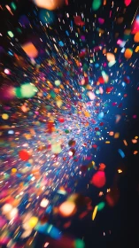 Bursting confetti comet racing across a midnight sky.