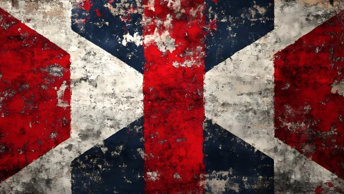 Weathered Union Jack Flag with Grunge Texture and Bold Colors.