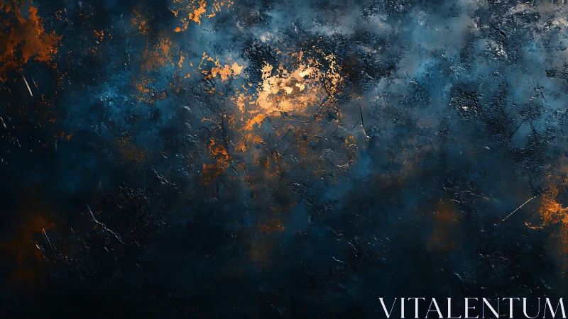 Molten light fractures through deep stormy blue clouds.