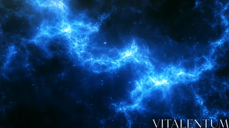 Electric blue cosmic nebula glows across the deep void