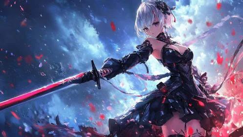 Stormlit Sword Dancer in Midnight Rose Armor.