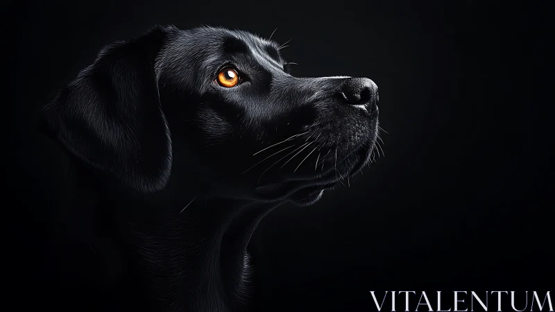 High contrast canine portrait with directional rim lighting.