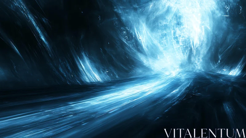 Surreal Blue Energy Vortex in Abstract Digital Art Style.