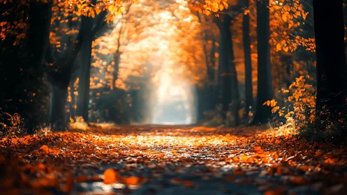 Autumn Forest Path Luminous Light.
