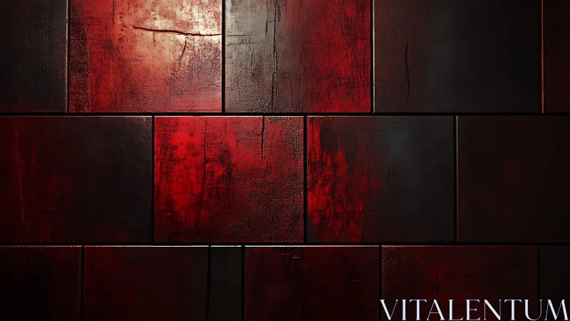Deep Red and Black Textured Wall Tiles in Modern Abstract Style.
