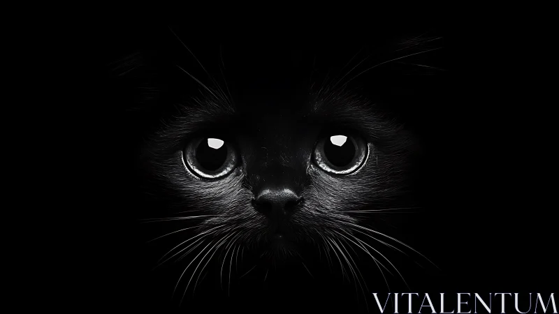 Black Cat Portrait: High-Contrast Study with Luminous Eyes.