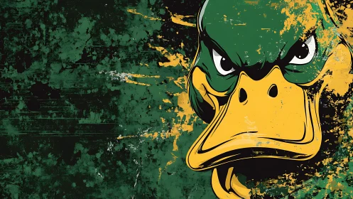 Aggressive duck mascot rendered in grunge vector style