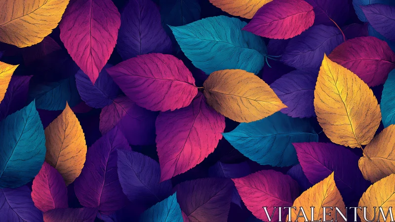 Multicolor foliage pattern renders saturated botanical leaf study